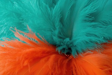 Vibrant teal and orange feathers blend harmoniously, creating st