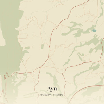 Vintage map of Ayn, France.