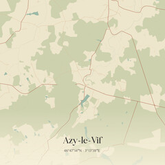 Obraz premium Vintage map of Azy-le-Vif, France.