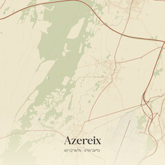 Obraz premium Vintage map of Azereix, France.