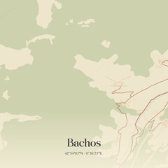 Fototapeta premium Vintage map of Bachos, France.