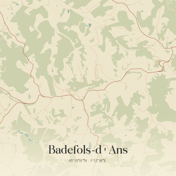Vintage map of Badefols-d'Ans, France.
