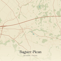 Obraz premium Vintage map of Baguer-Pican, France.