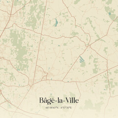 Fototapeta premium Vintage map of Bâgé-la-Ville, France.