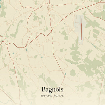 Vintage map of Bagnols, France.
