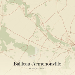 Obraz premium Vintage map of Bailleau-Armenonville, France.