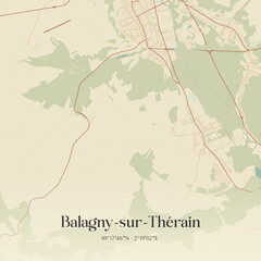 Obraz premium Vintage map of Balagny-sur-Thérain, France.
