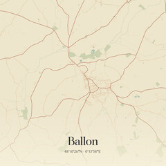 Obraz premium Vintage map of Ballon, France.