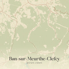Fototapeta premium Vintage map of Ban-sur-Meurthe-Clefcy, France.