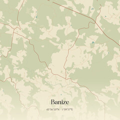 Fototapeta premium Vintage map of Banize, France.