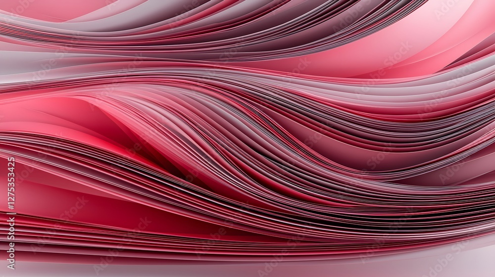 Poster dynamically folding textured red abstract background with layered fabric
