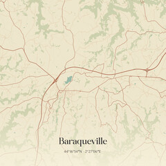 Fototapeta premium Vintage map of Baraqueville, France.