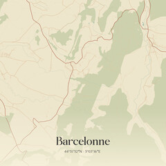 Obraz premium Vintage map of Barcelonne, France.
