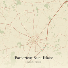 Vintage map of Barbezieux-Saint-Hilaire, France.