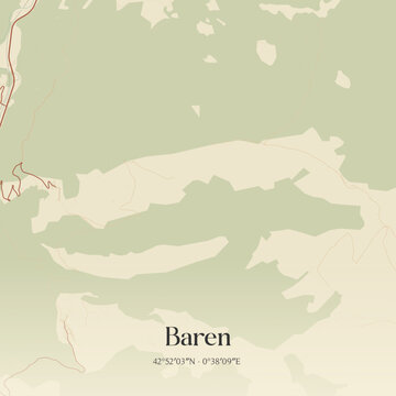 Vintage map of Baren, France.