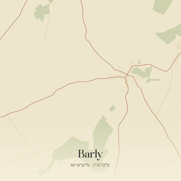 Vintage map of Barly, France.