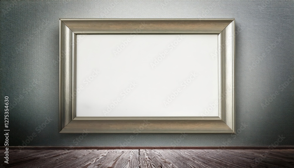 Poster minimalistic blank frame against a bare wall, embracing simplicity and echoing the zen of an empty c