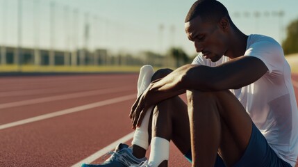 Sports injury from a hip injury during running. Featuring injury care and rehabilitation