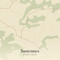 Obraz premium Vintage map of Bastennes, France.