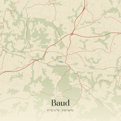 Fototapeta premium Vintage map of Baud, France.