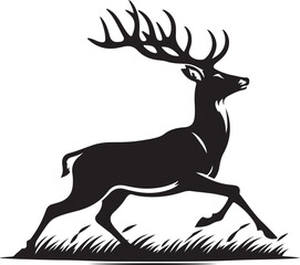 Deer Vector Illustration Set, Black and White Silhouettes. Collection of Different Deer Poses, Perfect for Logo, Design, and More.