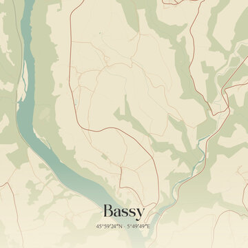 Vintage map of Bassy, France.