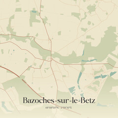 Fototapeta premium Vintage map of Bazoches-sur-le-Betz, France.