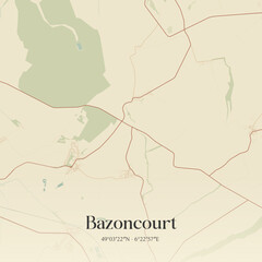 Obraz premium Vintage map of Bazoncourt, France.