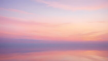 Fototapeta premium Simple calm blue sea, ocean under a sunset sky. Gradient sky, gradient sea, colourful, pink sky, purple sky, blue sky, orange sky. Calm mood, mood photo, sea, sky background. Landscape. heaven, dawn. 