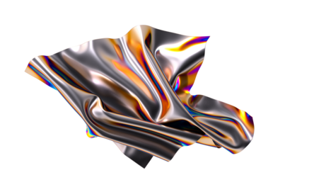 Metallic fabric with an iridescent sheen flowing gracefully