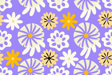 Colorful abstract flower art seamless pattern