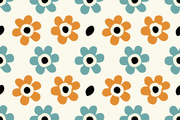 Colorful abstract flower art seamless pattern