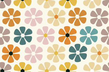 Colorful trendy abstract flower art seamless