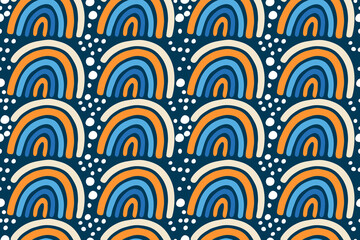 Fototapeta premium Abstract Rainbow and Florals seanless pattern illustration