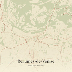 Obraz premium Vintage map of Beaumes-de-Venise, France.