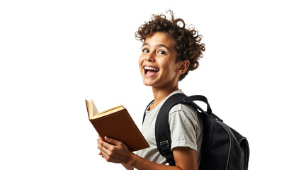 portrait of a young boy holding a book