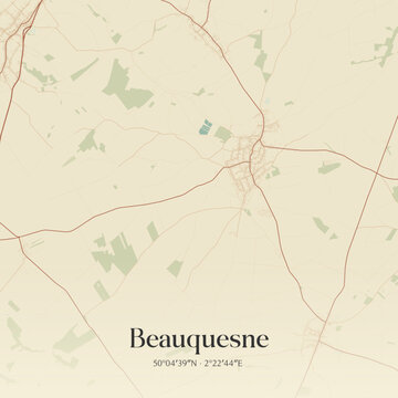 Vintage map of Beauquesne, France.
