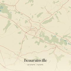Obraz premium Vintage map of Beaurainville, France.