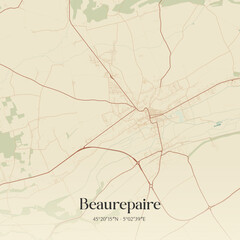 Fototapeta premium Vintage map of Beaurepaire, France.