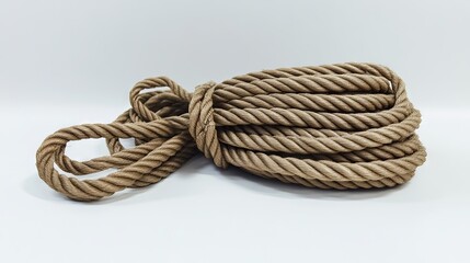 Simple Coiled Rope on White Background