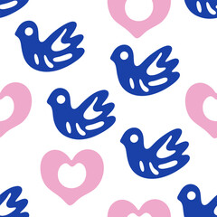 Pastel Birds Seamless Pattern