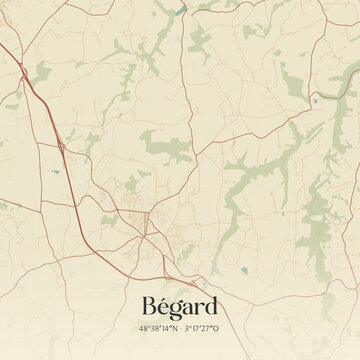 Vintage map of B&eacute;gard, France.