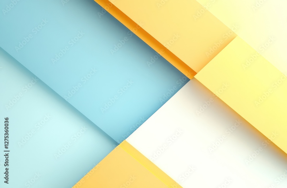 Poster abstract pastel geometric background with overlapping shapes and subtle shadows.