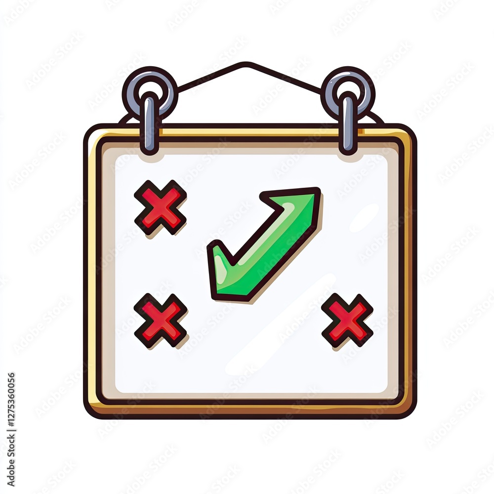 Poster Hanging decision board with check and reject marks