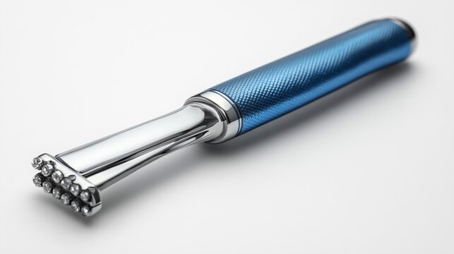 Shiny and Modern Blue Razor Tool Isolated on White Background. Generative AI