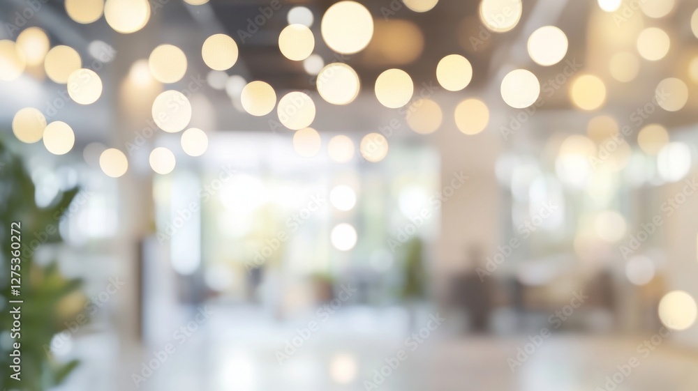 Poster blurred background with warm lights creating a cozy atmosphere in a modern indoor space suitable for