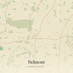 Fototapeta premium Vintage map of Belmont, France.