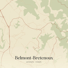 Obraz premium Vintage map of Belmont-Bretenoux, France.