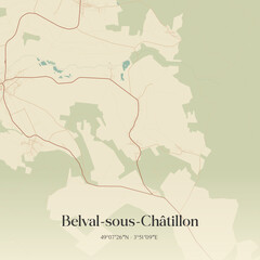 Obraz premium Vintage map of Belval-sous-Châtillon, France.
