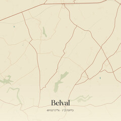 Fototapeta premium Vintage map of Belval, France.